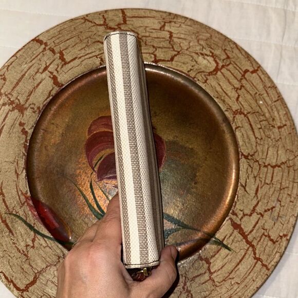 FOSSIL Madison Cognac Neutral Strip Wristlet Clutch Wallet - Picture 6 of 12